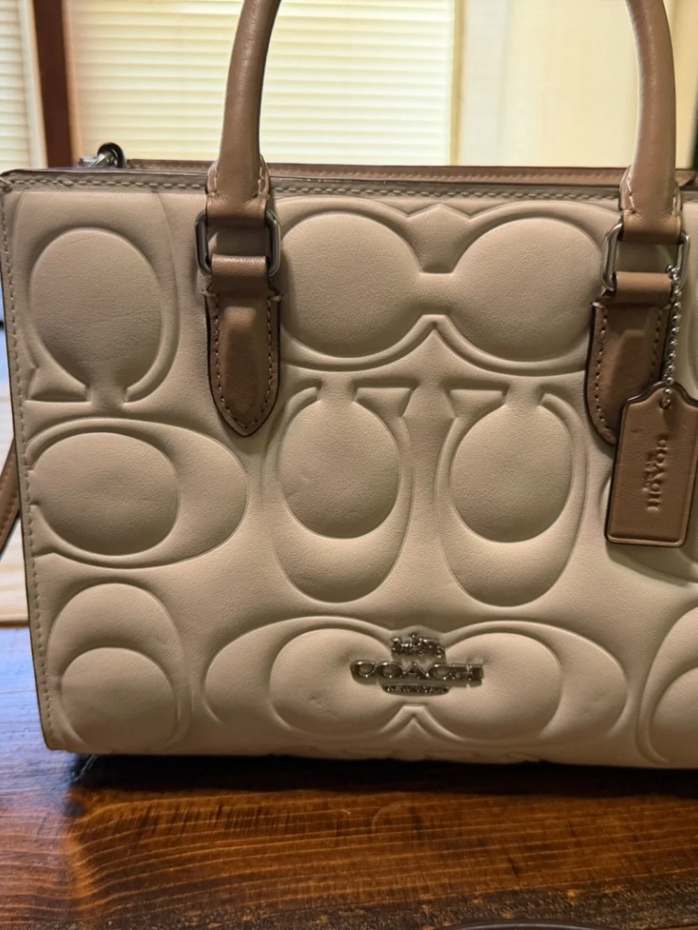 Coach Maggie Signature Small Tote Bag and Matching Wallet: Chalk & Tan